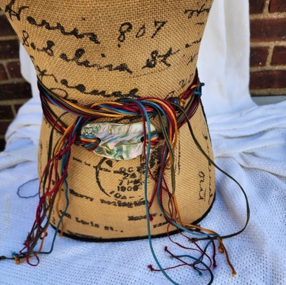 Vintage Abalone and Silk Cord Belt‎ M/L